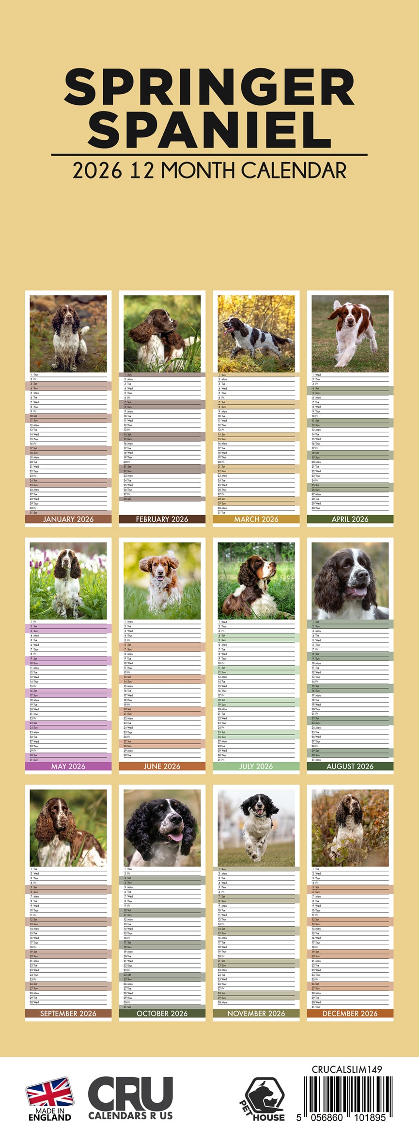 Springer Spaniel - Slim Calendar 2026