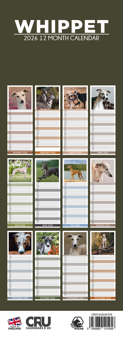Whippet - Slim Calendar 2026