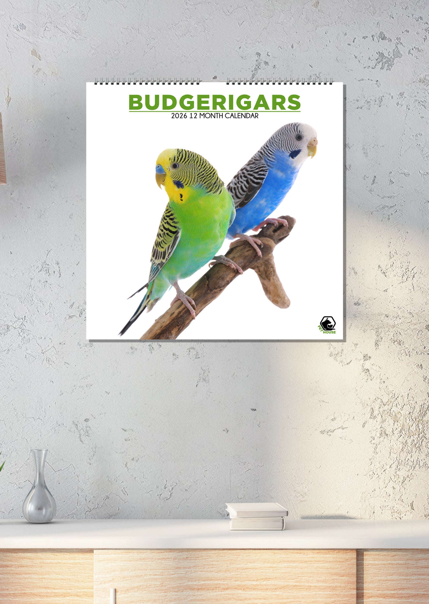 Budgerigars - Square Calendar 2026