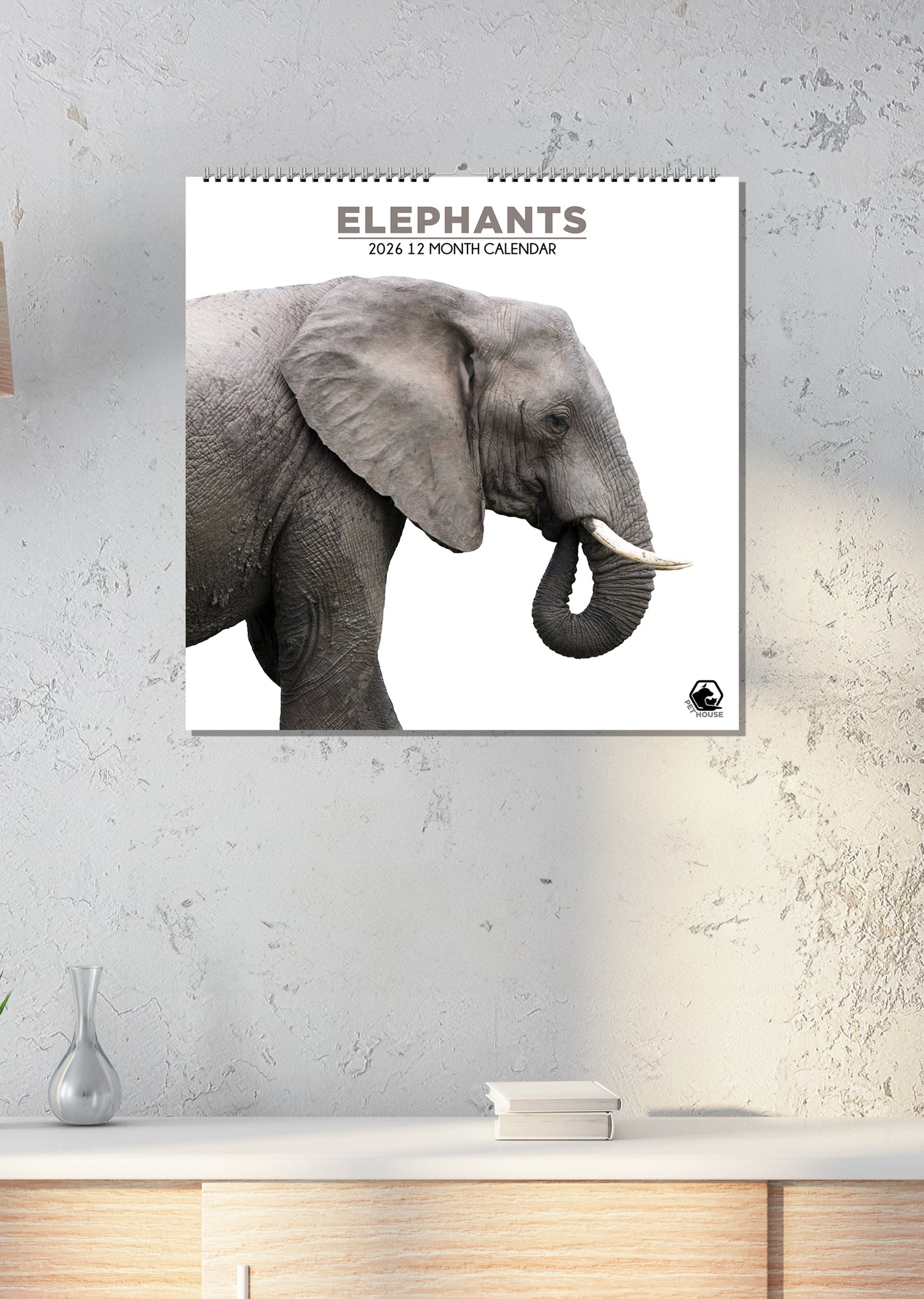 Elephants - Square Calendar 2026