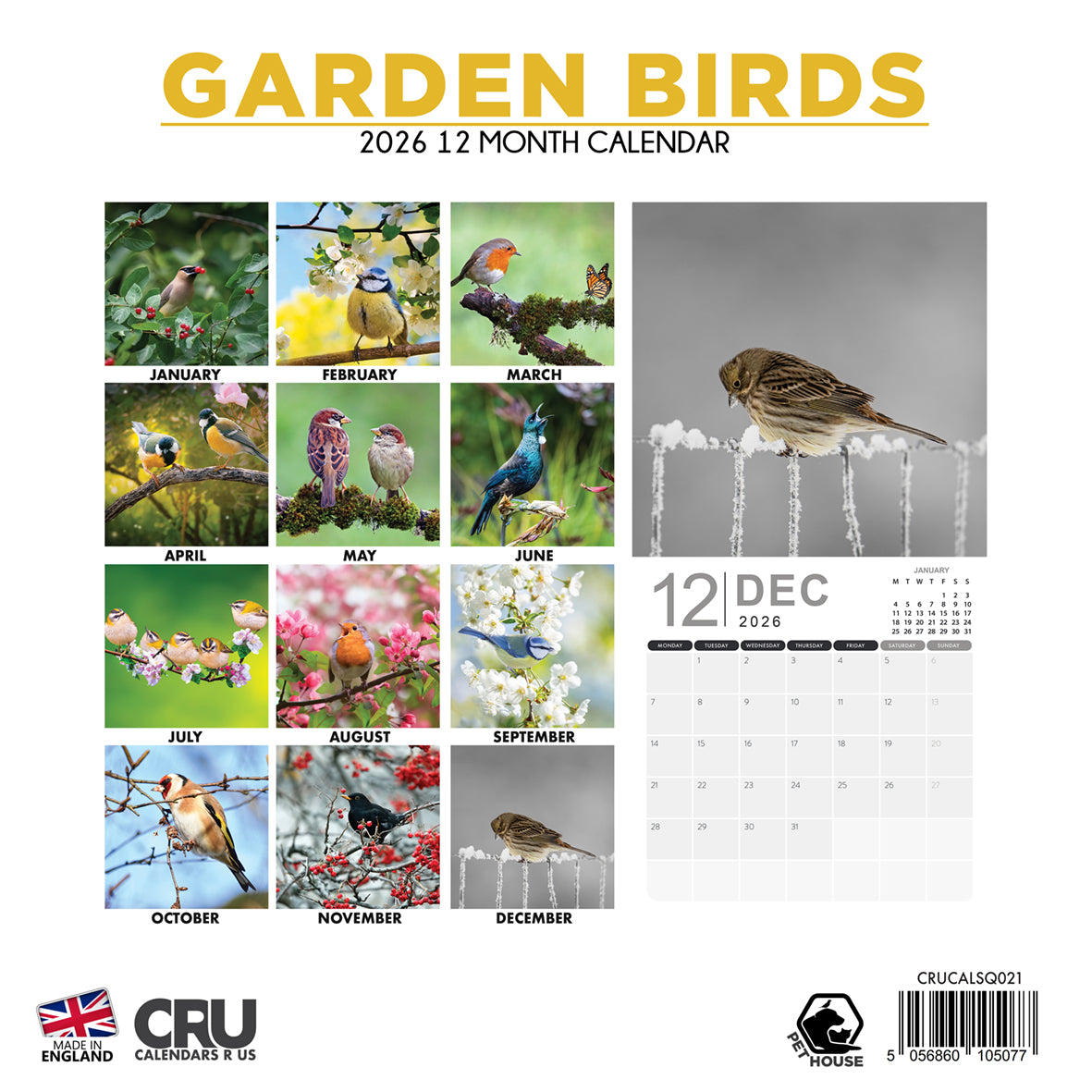 Garden Birds - Square Calendar 2026