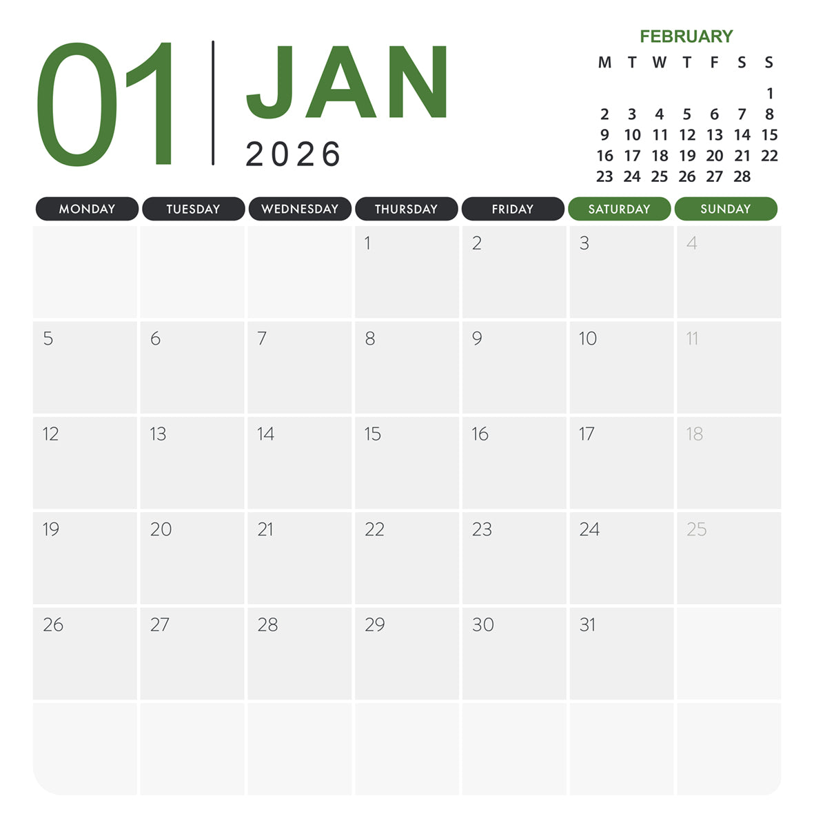 Piglets - Square Calendar 2026