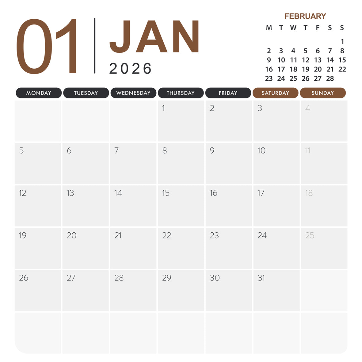 Rats - Square Calendar 2026