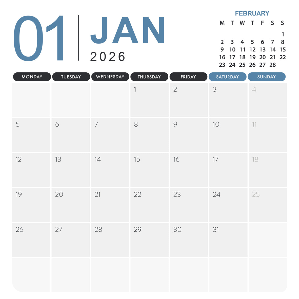 Sharks - Square Calendar 2026