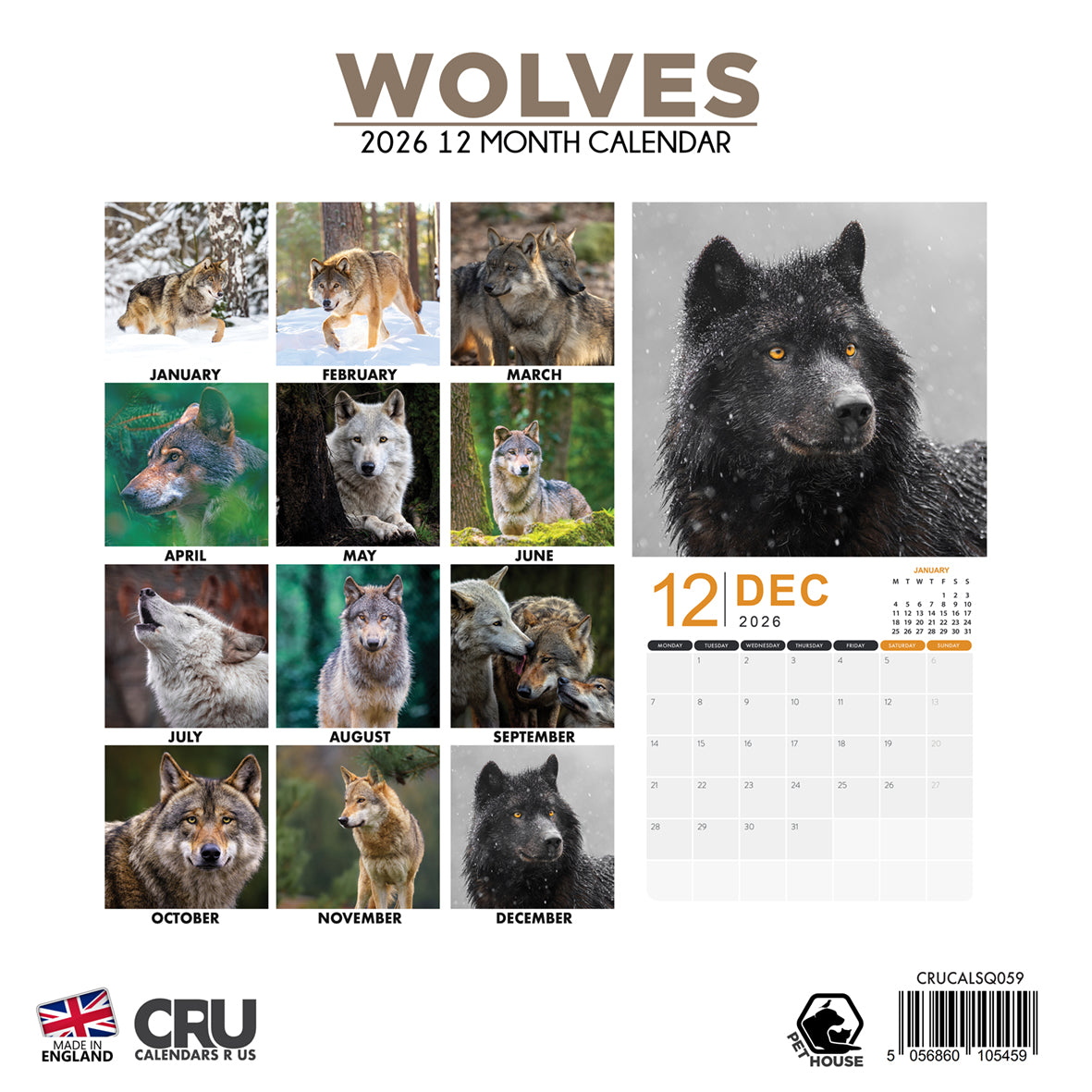 Wolves - Square Calendar 2026