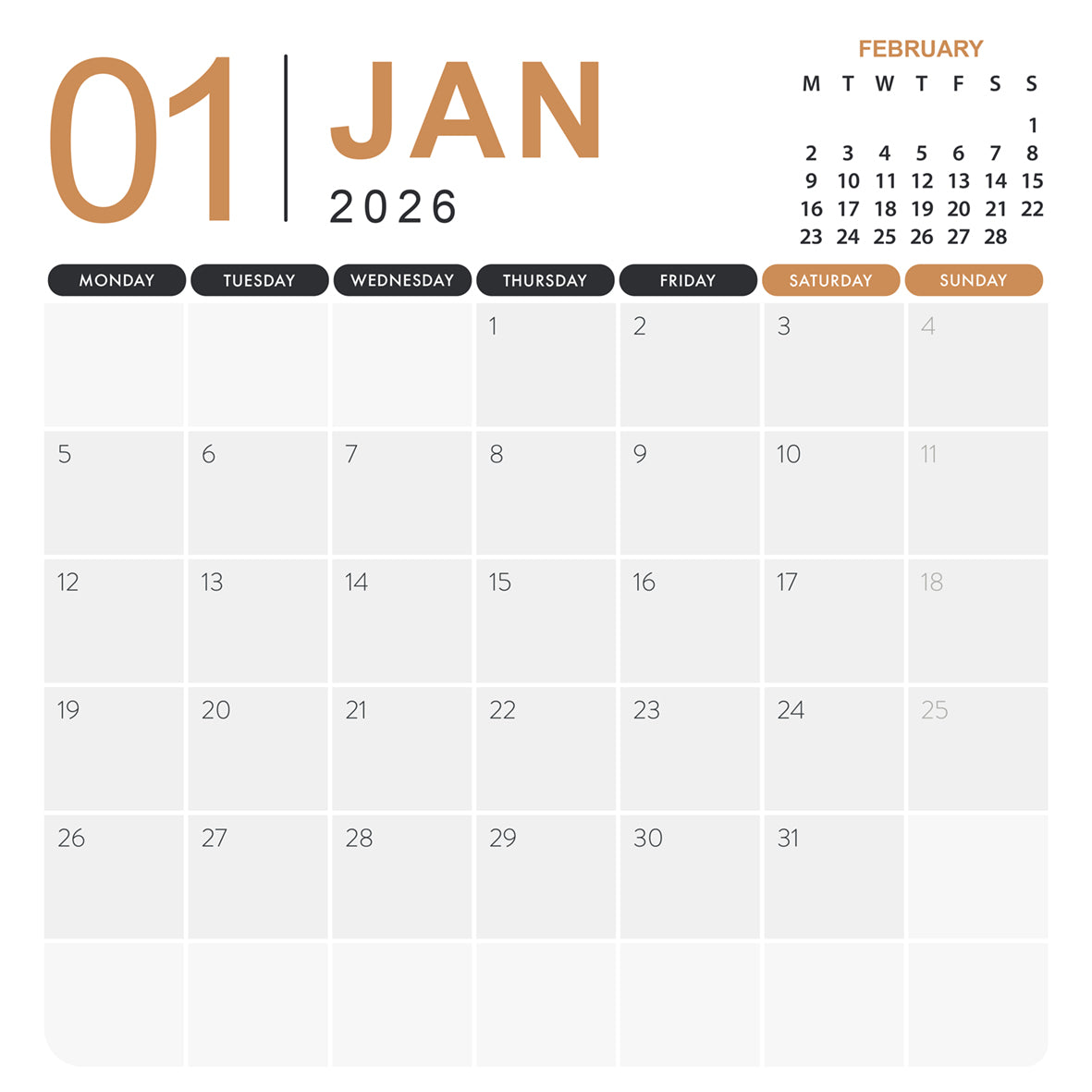 Cat Naps - Square Calendar 2026