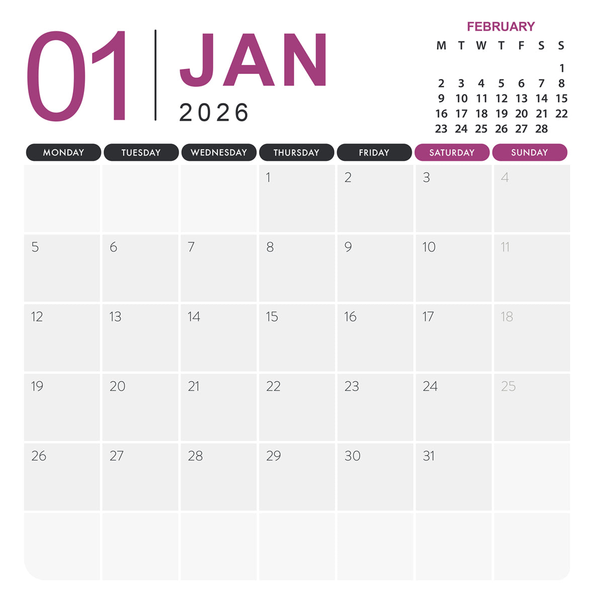 Ragdoll Cats - Square Calendar 2026