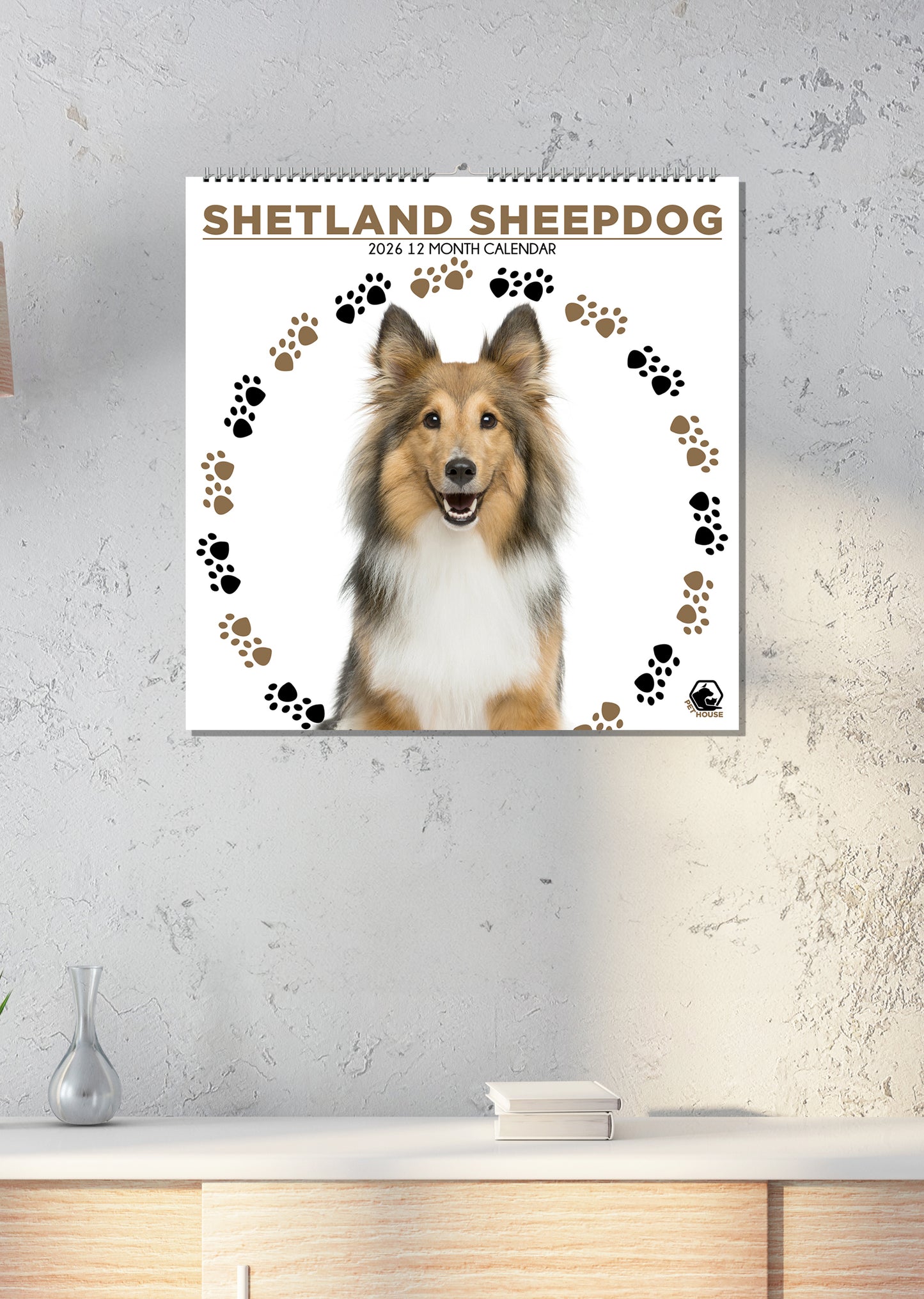Shetland Sheepdog - Square Calendar 2026