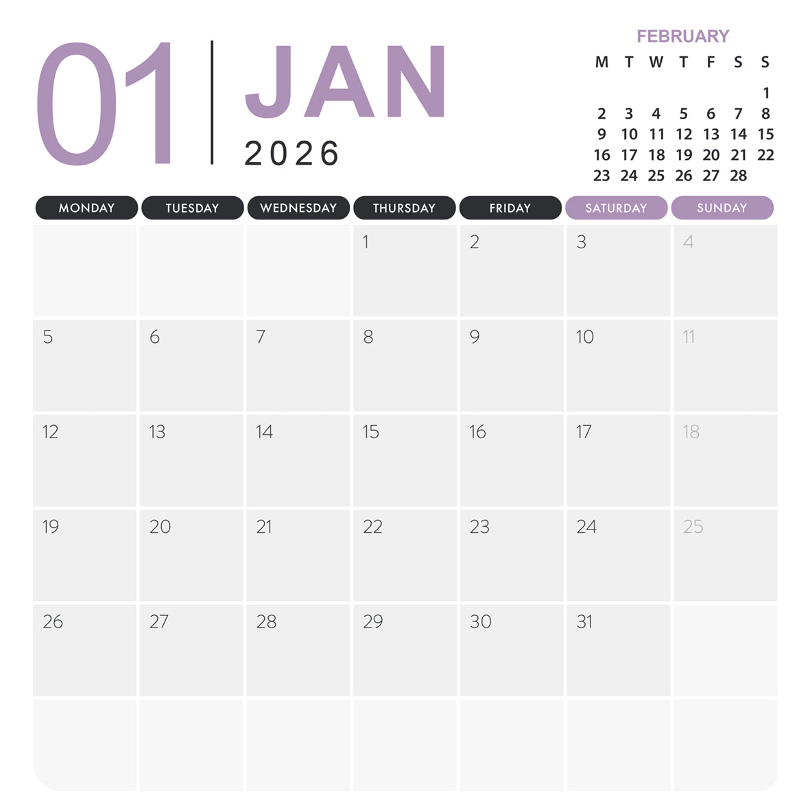 Australia - Square Calendar 2026