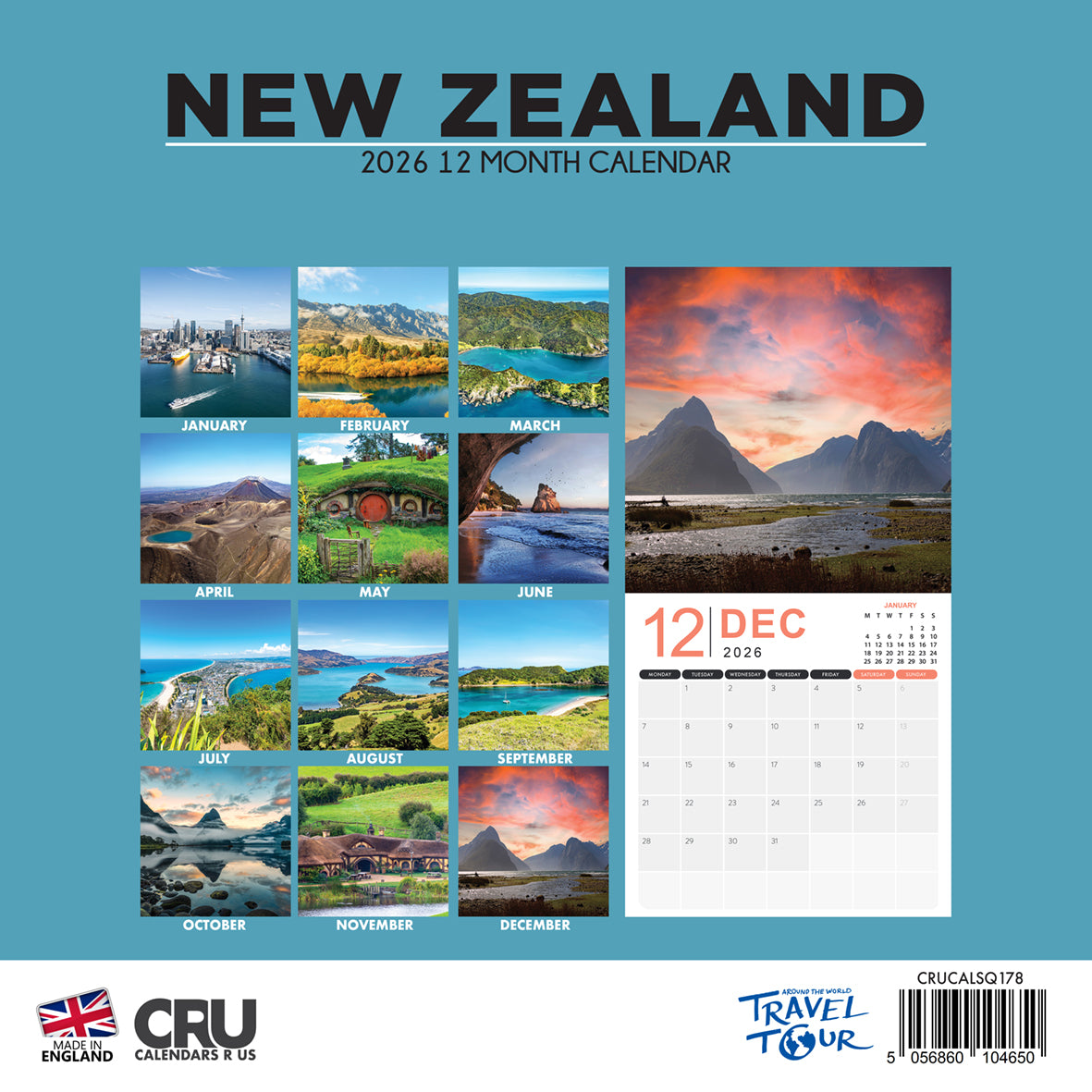 New Zealand - Square Calendar 2026