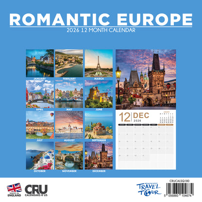 Romantic Europe - Square Calendar 2026