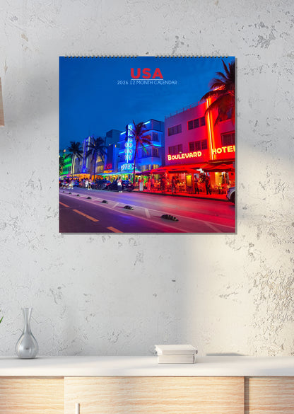 USA - Square Calendar 2026