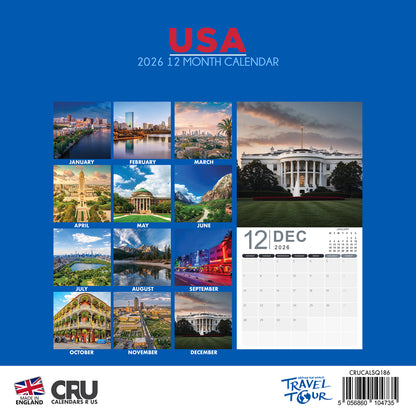USA - Square Calendar 2026