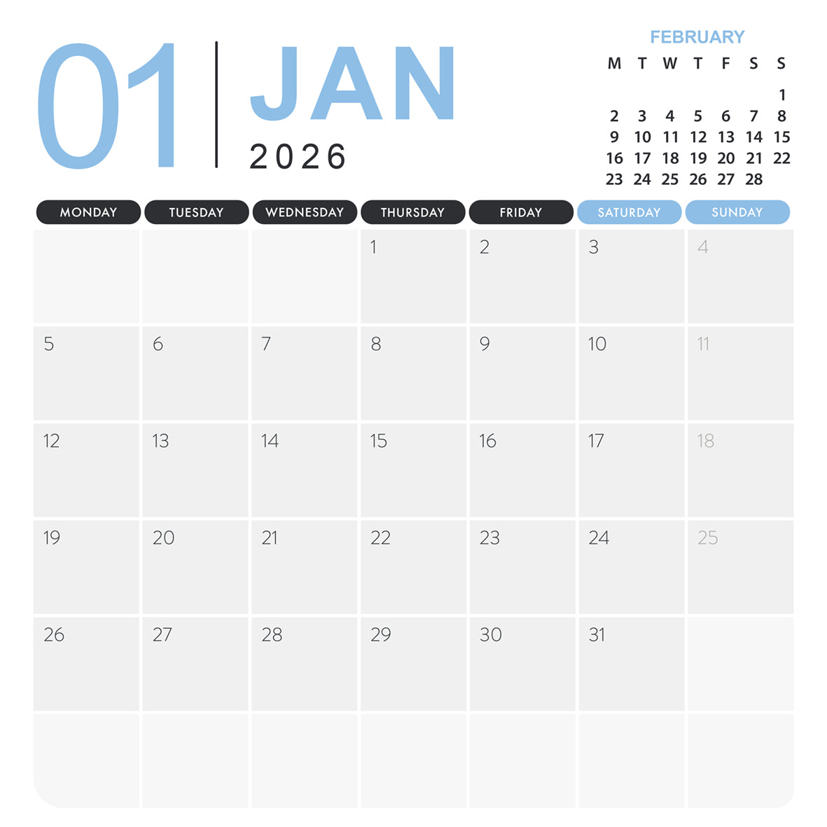 National Parks - Square Calendar 2026