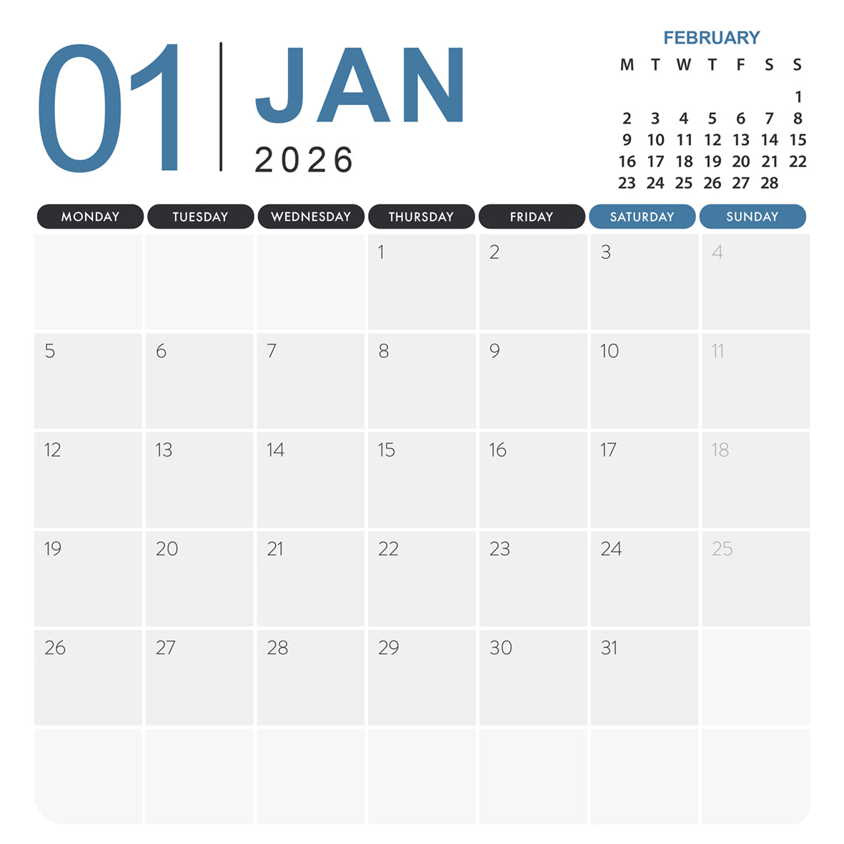 Ocean View - Square Calendar 2026