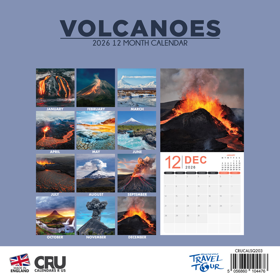 Volcanoes - Square Calendar 2026