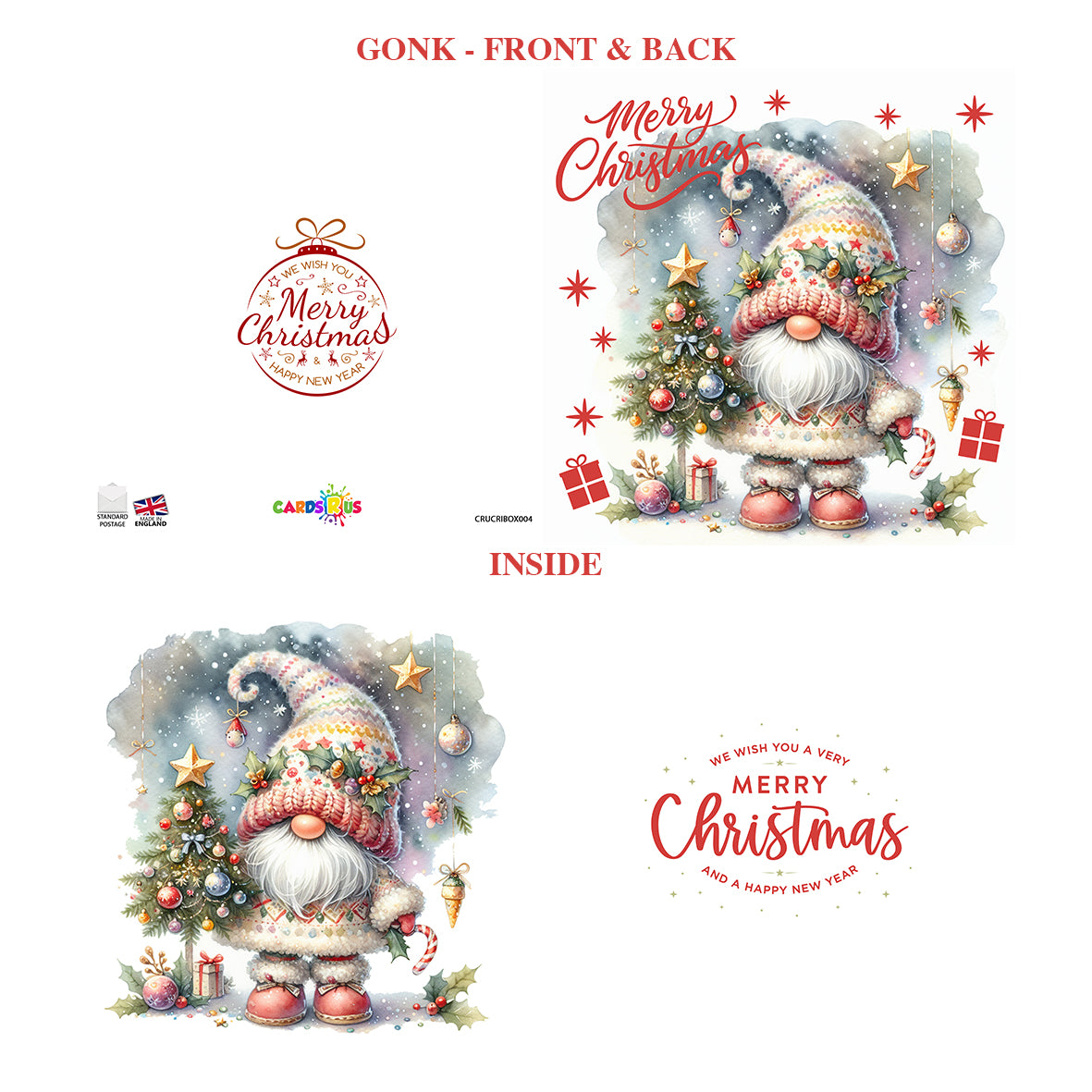 Christmas Cards Gonk Multipack