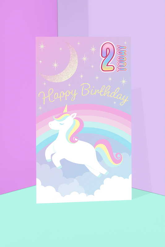 Unicorns Age 2 - Giant Size Birthday Card