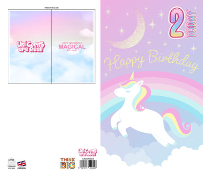 Unicorns Age 2 - Giant Size Birthday Card