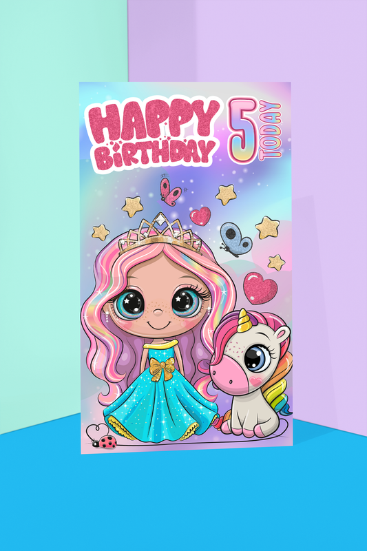 Unicorns Age 5 - Giant Size Birthday Card