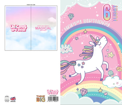 Unicorns Age 6 - Giant Size Birthday Card