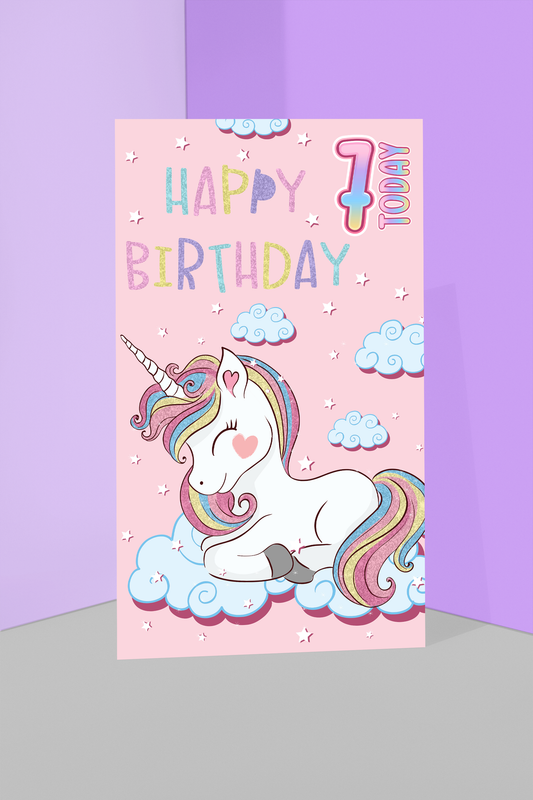 Unicorns Age 7 - Giant Size Birthday Card