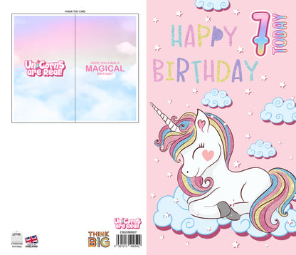 Unicorns Age 7 - Giant Size Birthday Card