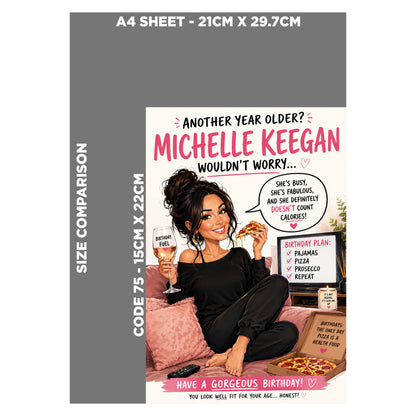 Michelle Keegan Novelty Birthday Card
