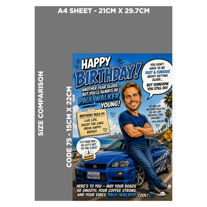 Paul Walker Novelty Birthday Card