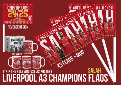 Liverpool Premier League Celebration 24/25 Flags - Salah