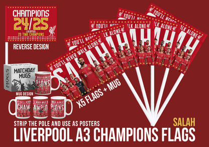 Liverpool Premier League Celebration 24/25 Flags - Salah