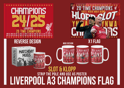 Liverpool Premier League Celebration 24/25 Flags - Klopp & Slot