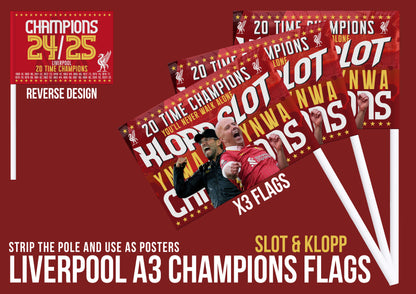 Liverpool Premier League Celebration 24/25 Flags - Klopp & Slot