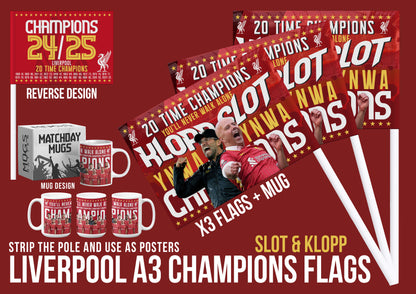 Liverpool Premier League Celebration 24/25 Flags - Klopp & Slot
