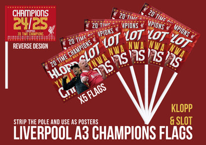 Liverpool Premier League Celebration 24/25 Flags - Klopp & Slot