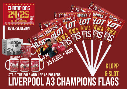 Liverpool Premier League Celebration 24/25 Flags - Klopp & Slot