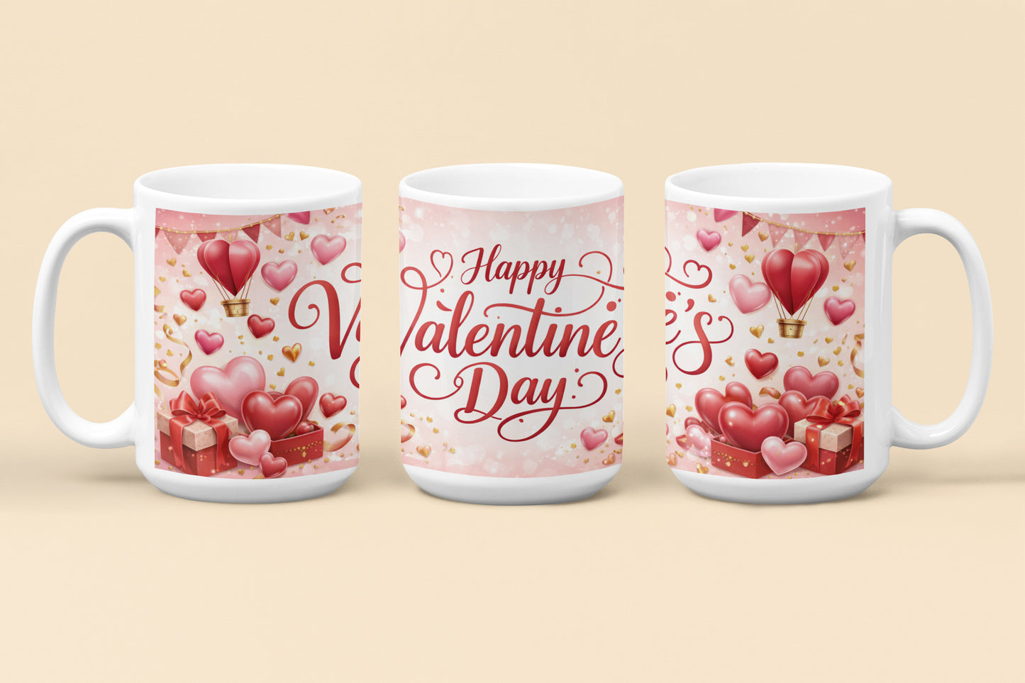 Happy Valentine's Day Ballon Hearts Mug