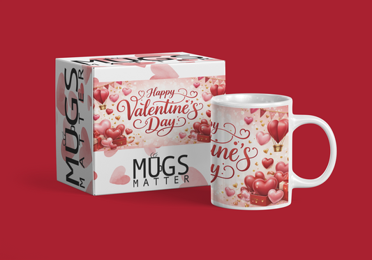 Happy Valentine's Day Ballon Hearts Mug