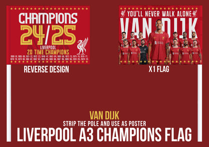 Liverpool Premier League Celebration 24/25 Flags - Van Dijk