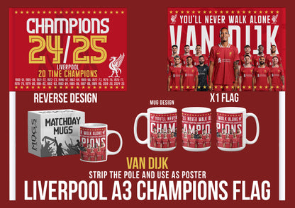 Liverpool Premier League Celebration 24/25 Flags - Van Dijk