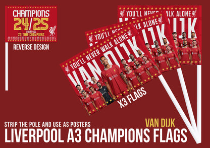 Liverpool Premier League Celebration 24/25 Flags - Van Dijk