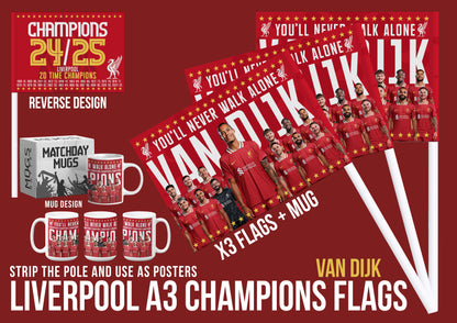 Liverpool Premier League Celebration 24/25 Flags - Van Dijk