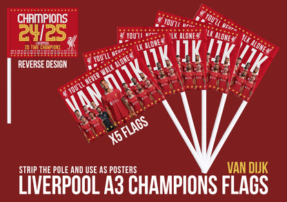 Liverpool Premier League Celebration 24/25 Flags - Van Dijk