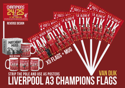 Liverpool Premier League Celebration 24/25 Flags - Van Dijk