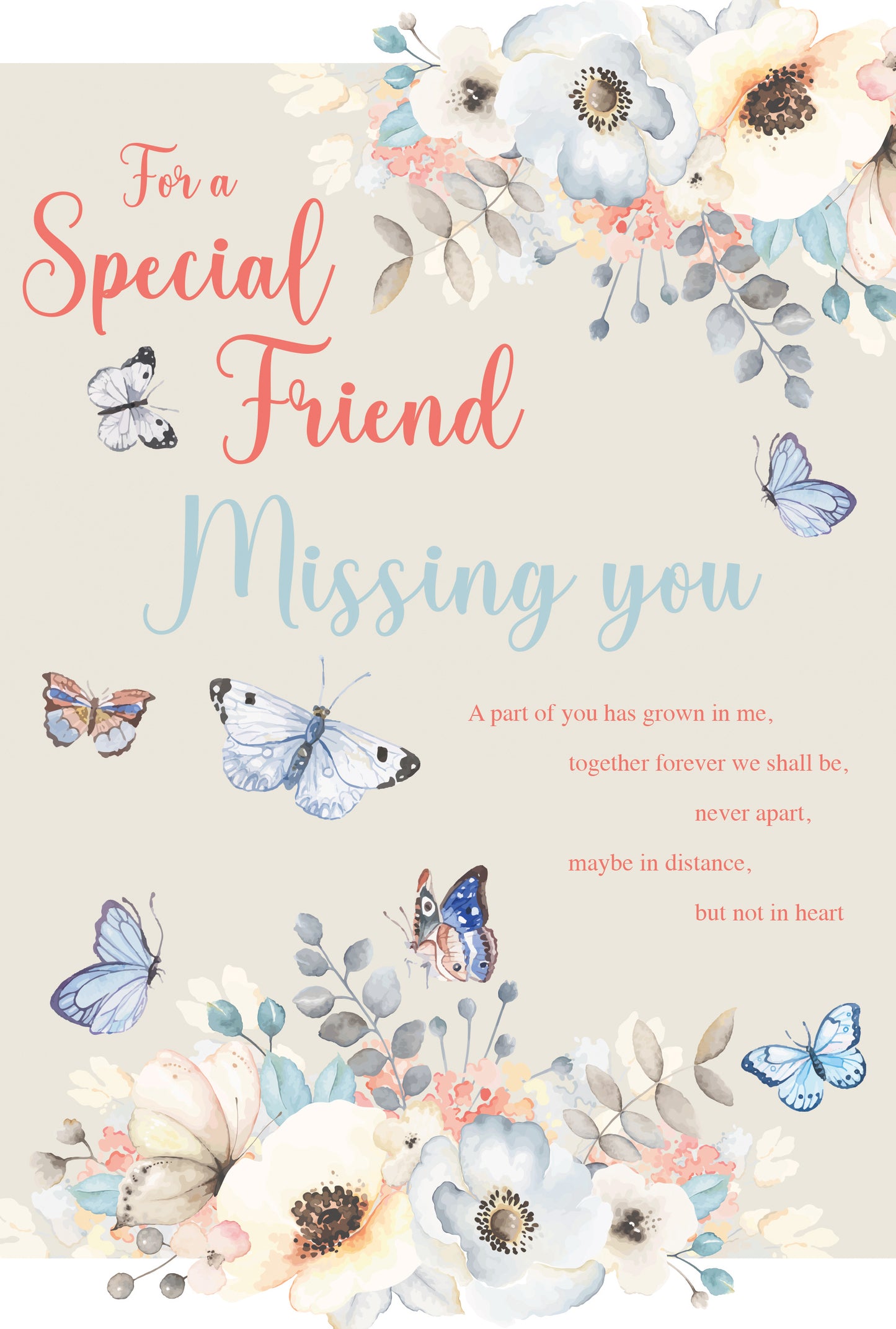 Orange & Blue Floral Butterfly Missing You