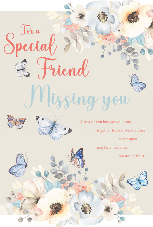 Orange & Blue Floral Butterfly Missing You