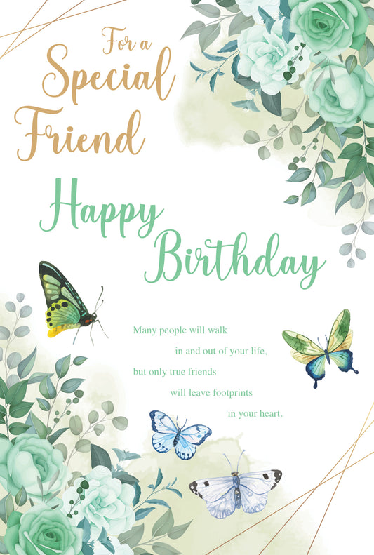 Green & Gold Floral Butterfly Birthday