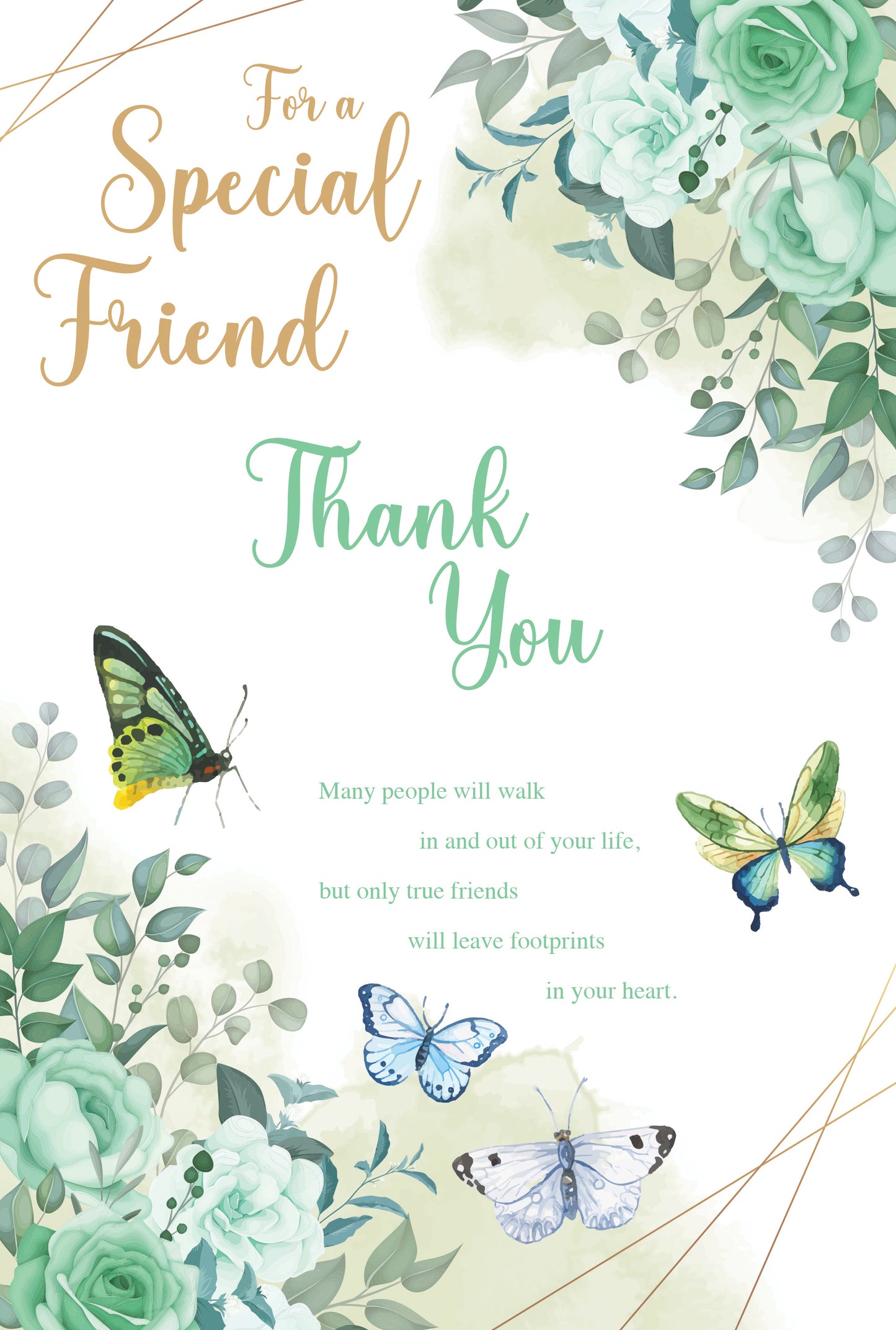 Green & Gold Floral Butterfly Thank You