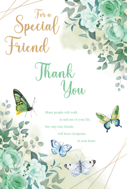 Green & Gold Floral Butterfly Thank You
