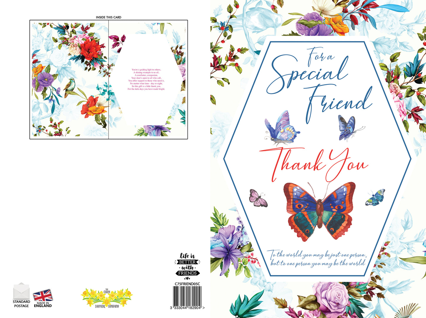 Multicolour Floral Butterfly Thank You